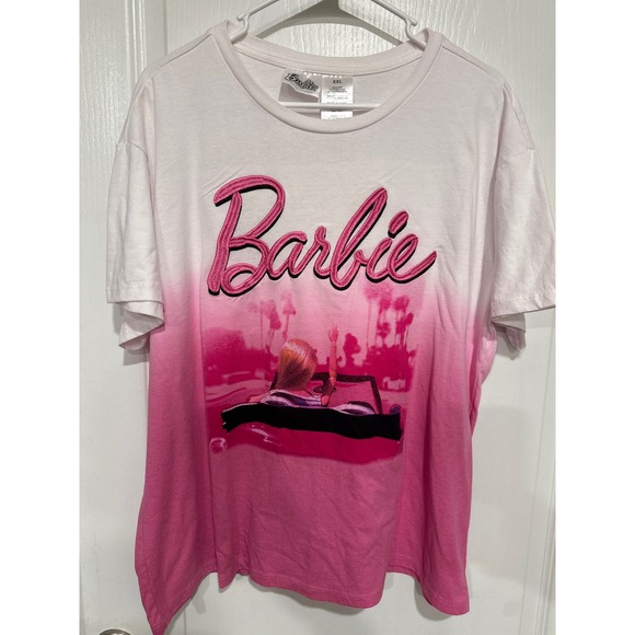 Barbie Tops - Barbie World Womens XXL Pink White Dip Dye Ombre Graphic T-Shirt California